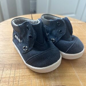Toms Navy Canvas Bimini Baby High-Top Walkers Size 3